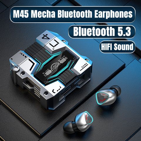 Tai Nghe Bluetooth Gaming M45 TWS 5.3 - Chống Nước, Âm Thanh Bass Chuẩn, Thiết Kế Độc Đáo, Pin Khỏe Dùng Liên Tục 5-6 Giờ