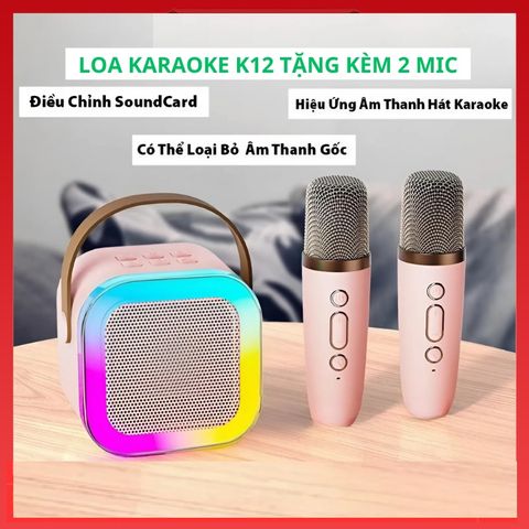 Loa Bluetooth K12 Mini 5W - Không Dây Kèm 2 Micro Karaoke, Thiết Kế Nhỏ Gọn Tiện Dụng cho Âm Nhạc và Giải Trí