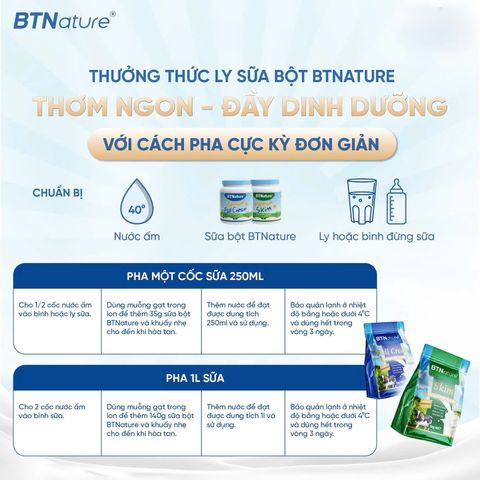 SỮA TƯƠI TÁCH BÉO BTNature chuẩn Úc DẠNG BỘT 1KG ( Phân phối chính hãng )