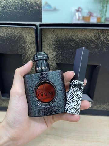 Set YSL Black Opium Quà Tặng - Nước Hoa 30ml & Son Môi Slim Shade N302 - Hương Thơm Ngọt Ngào, Sang Trọng, Quà Tặng Hoàn Hảo