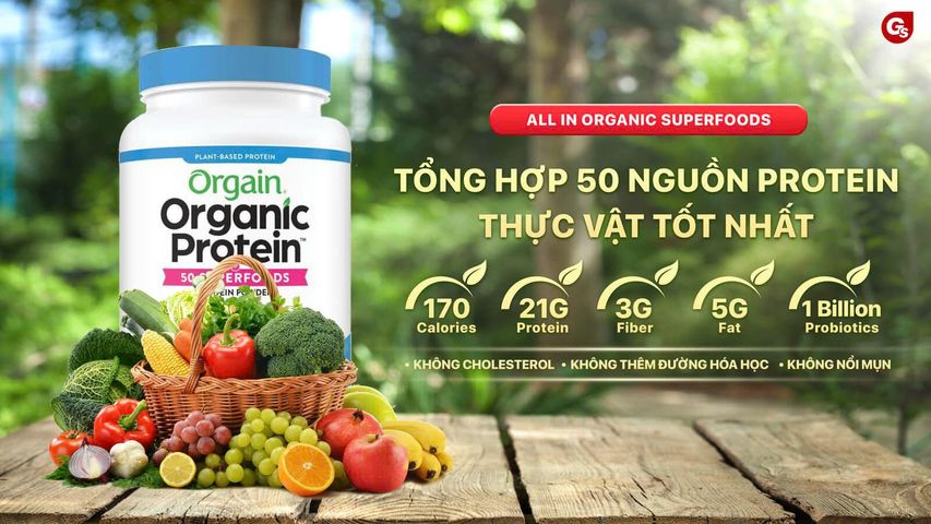 Bột Protein hữu cơ Orgain Organic Protein của Mỹ 918g