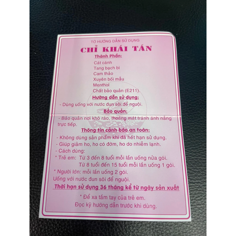 Chỉ Khái Tán Sùng Nguyên - Hỗ Trợ Giảm Ho Đờm Cho Trẻ Em Và Người Lớn - Hộp 20 Gói Dùng Cho Ho Do Nhiễm Lạnh