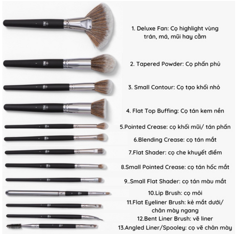 Bộ cọ trang điểm BH Cosmetics Studio Pro 13 cây - Chuyên nghiệp, đáng tin cậy, cho lớp trang điểm hoàn hảo đẹp tự nhiên