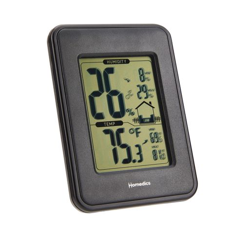 Nhiệt ẩm kế điện tử Homedics UHE-HM100 - Theo dõi độ ẩm và nhiệt độ chính xác trong nhà, màn hình LCD dễ đọc, sử dụng cho gia đình và văn phòng.