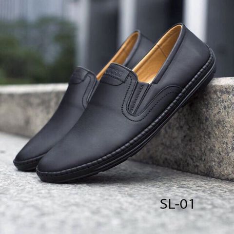 Giầy Lười Nam Da PU Đen Chất Lượng Cao - Giày Sục êm chân Thời Trang Năng Động Dành Cho Giới Trẻ