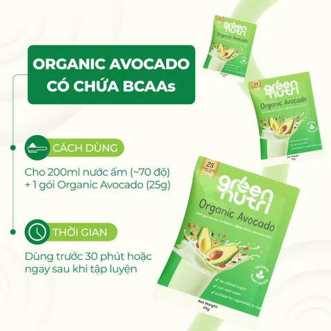 Sữa Hạt Ngũ Cốc Organic Avocado 625g - Thức Uống Thiên Nhiên Có BCAAs, Dinh Dưỡng Cho Sức Khỏe, Duy Trì Khối Cơ