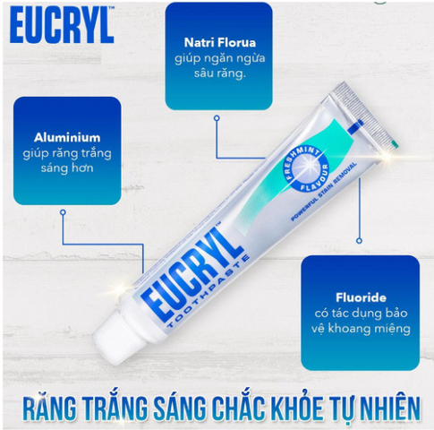 Kem Đánh Răng Eucryl Freshmint 62G - Hương Bạc Hà Tươi Mát, Làm Sạch Răng Miệng Hiệu Quả, Ngăn Ngừa Sâu Răng, Chăm Sóc Sức Khỏe Răng Miệng