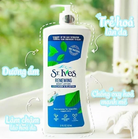 Dưỡng Thể St.Ives Collagen & Elastin 621ml ( Xanh)