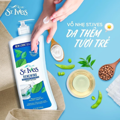 Dưỡng Thể St.Ives Collagen & Elastin 621ml ( Xanh)