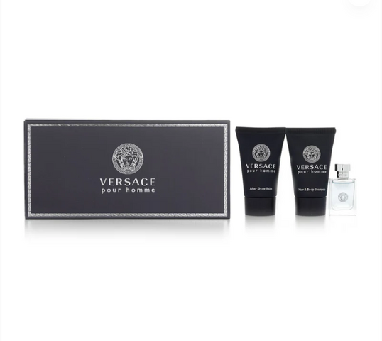 Set Mini Versace Pour Homme cho Nam - Bộ Nước Hoa EDT 5ml, Dầu Gội & Sữa Tắm 25ml, Kem Dưỡng Sau Cạo Sang Trọng, Quà Tặng Ý Nghĩa