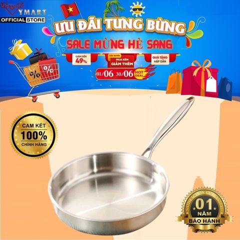 Chảo Inox Trimax 3 Lớp 28Cm Seka SK6040 - Chảo Cạn Lòng Chịu Nhiệt Cho Bếp Từ, Bếp Gas, Thiết Kế Sang Trọng, An Toàn Sức Khỏe