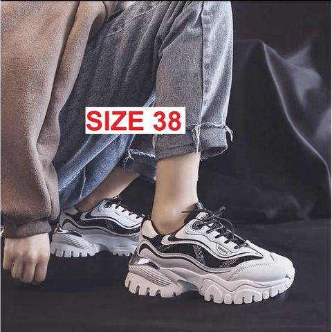 Giày Thể Thao Nữ Sneaker Độn Đế Viền Sóng Kim Tuyến Thời Trang - Giày Đi Học, Đi Chơi, Đi Làm Phong Cách 2023
