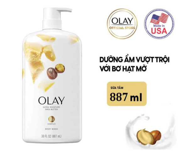 Sữa Tắm Olay Ultra Moisture Bơ Shea 887ml - Dưỡng ẩm và Làm mềm da, Phù hợp cho mọi loại da
