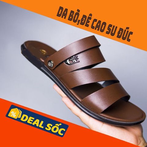 Dép da nam cao cấp thật, đế cao su bền - Sandal quai hậu thời trang trẻ trung, phong cách hiện đại cho phái mạnh