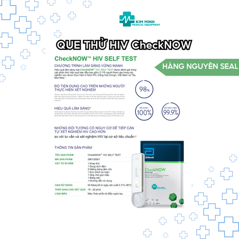 Combo 2 Bộ Test Phát Hiện Sớm HIV Checknow - Kiểm Tra Tình Trạng Sức Khỏe Tại Nhà - Thương Hiệu Chính Hãng Abbott