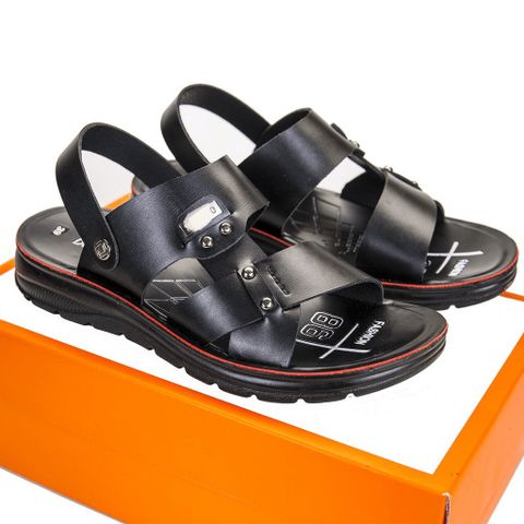 Dép Sandal Nam Cao Cấp Da Mềm Mại Đế Cao Su Đúc Tăng Cao 3,8cm Mã TH02 - Thời Trang Dễ Phối Đồ Đi Học Đi Chơi