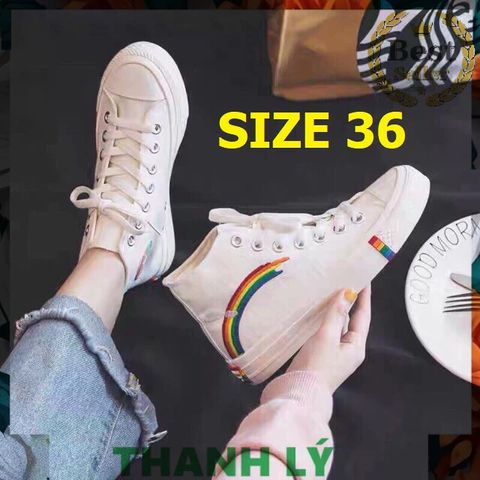 Giày Thể Thao Nữ Cao Cổ Cầu Vồng Thời Trang - Sneaker Dễ Phối Đồ Đi Học và Đi Chơi Hàng Chính Hãng