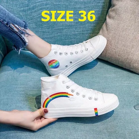 Giày Thể Thao Nữ Cao Cổ Cầu Vồng Thời Trang - Sneaker Dễ Phối Đồ Đi Học và Đi Chơi Hàng Chính Hãng