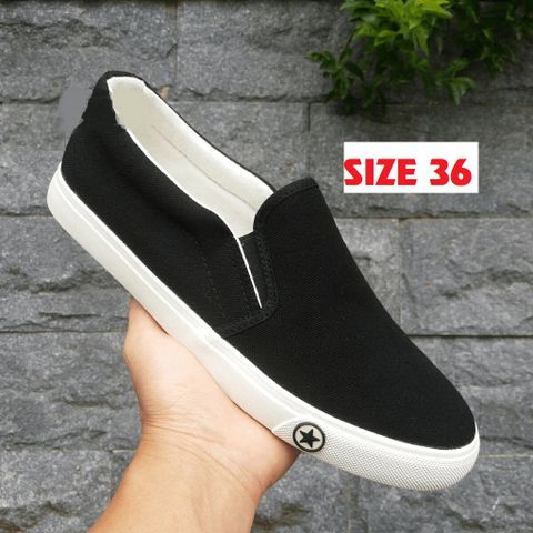 Giầy Lười Nữ Slipon Vải Thô Huani Đế Trắng Thời Trang - Phong Cách Dễ Phối Đồ Cho Mùa Hè