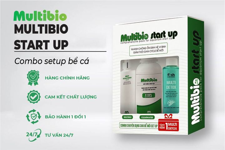 Combo Multibio START UP - Bộ sản phẩm xử lý nước cho bể cá mới, khởi tạo vi sinh và làm trong nước, an toàn cho cá cảnh.