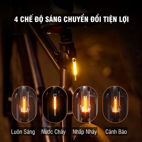 Đèn Hậu Xe Đạp PÊ ĐAN Siêu Sáng Chống Nước với 4 Chế Độ Sáng - Đèn Cảnh Báo Ban Đêm cho Xe Đạp, An Toàn Khi Đi Đêm