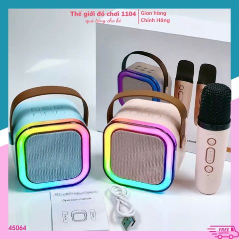 Bộ Loa Karaoke Mini 2 Mic Bluetooth Không Dây - Âm Thanh Sống Động, Pin Sạc Tiện Lợi Cho Giải Trí Mọi Nơi