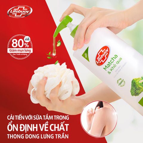 Sữa Tắm Lifebuoy Detox Matcha & Khổ Qua 800g - Làm Sạch Sâu, Bảo Vệ Da Khỏi Vi Khuẩn, Phù Hợp Mọi Loại Da