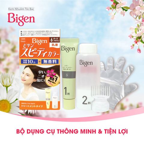 Kem Nhuộm Tóc Bigen Speedy Color Milky 80g - Phủ Bạc Hoàn Hảo, Chiết Xuất Thảo Mộc, Dễ Sử Dụng Tại Nhà cho Tóc Mềm Mượt