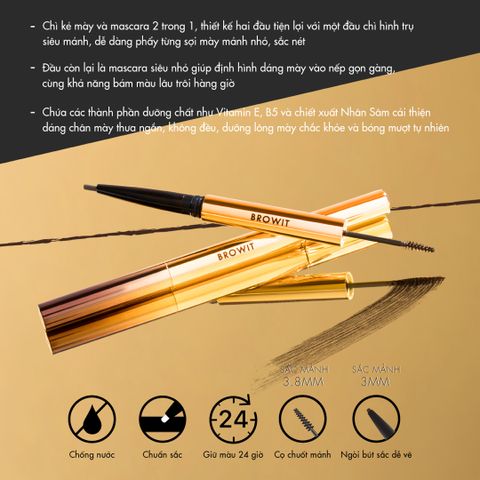 Chì Kẻ Mày & Mascara Mày 2in1 Browit Ultra Fine - Sản Phẩm Kẻ Mày Tự Nhiên Đẹp, Dưỡng Ẩm, Thương Hiệu Thái Lan