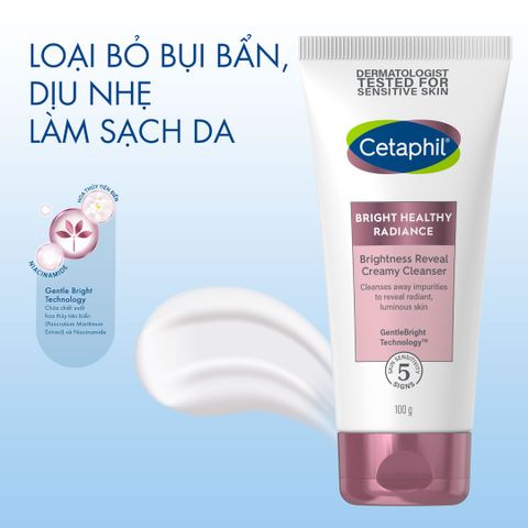 Sữa Rửa Mặt Cetaphil Bright Healthy Radiance 100g - Dưỡng Sáng Da, Làm Sạch Nhẹ Nhàng, Phù Hợp Mọi Loại Da, An Toàn Cho Da Nhạy Cảm