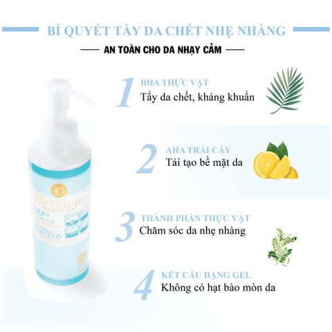 Gel Tẩy Tế Bào Chết Meishoku Detclear Nhật Bản 180ml - Peeling Gel AHA BHA Tẩy Da Chết cho Mọi Loại Da, Làm Sáng và Mềm Mại Da