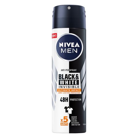 Xịt khử mùi Nivea Men Invisible For Black & White 48H Anti-Perspirant