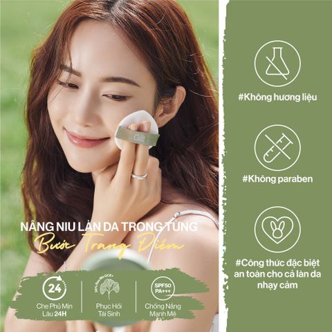 Phấn nước Gilaa Vegan Super Cover Cushion SPF50+ PA+++ 15g - Che phủ hoàn hảo, bảo vệ da ưu việt từ Hàn Quốc, phù hợp mọi tông da