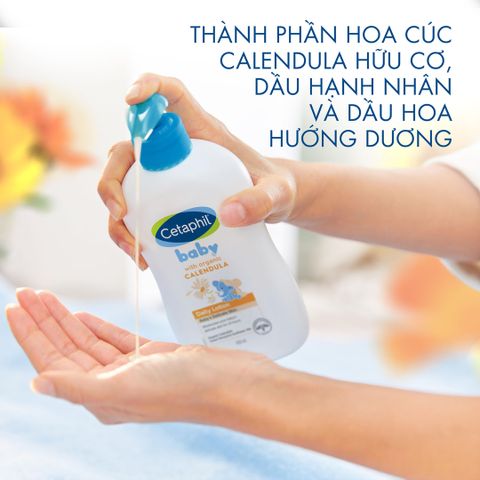 Sữa Dưỡng Ẩm Cetaphil Baby 400ml - Tinh Chất Hoa Cúc Dưỡng Da Nhạy Cảm, Cấp Ẩm Hiệu Quả Cho Bé, An Toàn Với Da Mỏng Manh