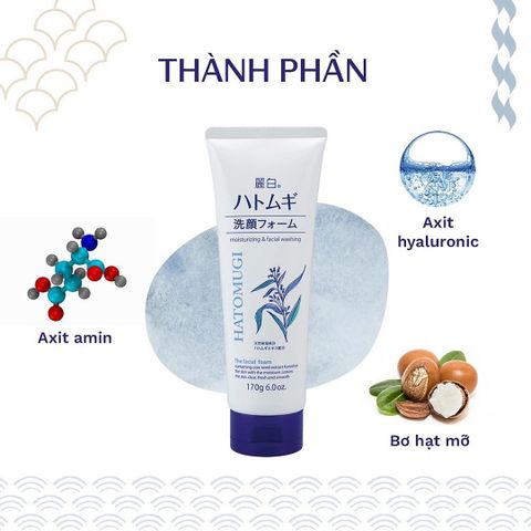 Sữa Rửa Mặt Hatomugi Chiết Xuất Ý Dĩ 170g - Làm Sáng Da, Chống Oxy Hóa, Dành Cho Mọi Loại Da, Ngăn Ngừa Mụn và Lão Hóa