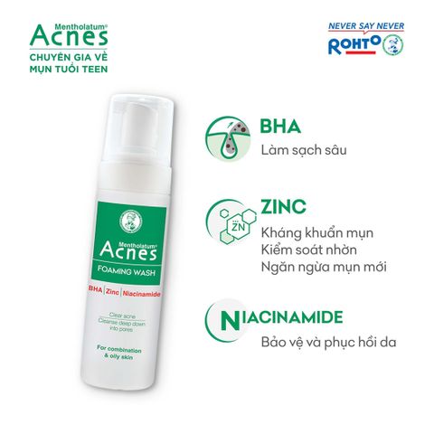Dung Dịch Tạo Bọt Acnes Foaming Wash 150ml - Sữa Rửa Mặt Ngừa Mụn Hiệu Quả Cho Da Dầu và Hỗn Hợp Thiên Dầu