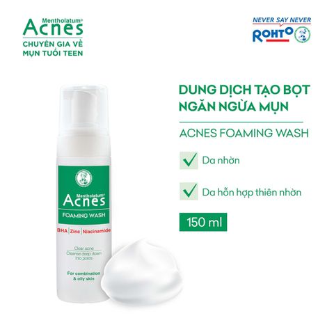 Dung Dịch Tạo Bọt Acnes Foaming Wash 150ml - Sữa Rửa Mặt Ngừa Mụn Hiệu Quả Cho Da Dầu và Hỗn Hợp Thiên Dầu