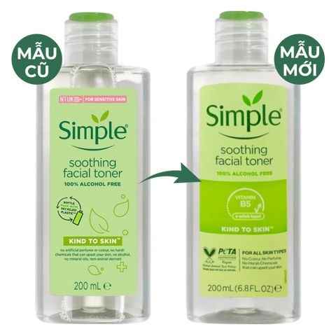 Nước Hoa Hồng Simple Làm Dịu Da Nhạy Cảm 200ml - Toner Cấp Ẩm Từ Thương Hiệu Anh Quốc, Không Chứa Cồn, Phù Hợp Mọi Loại Da