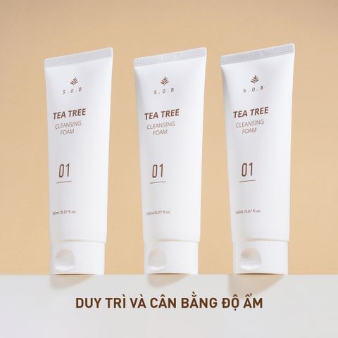 Sữa Rửa Mặt S.O.B Tea Tree Cleansing Foam 150ml - Làm Sạch Sâu và Giảm Mụn, Phù Hợp Cho Da Nhạy Cảm, Chiết Xuất Tự Nhiên