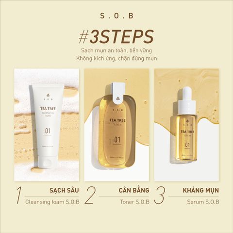Sữa Rửa Mặt S.O.B Tea Tree Cleansing Foam 150ml - Làm Sạch Sâu và Giảm Mụn, Phù Hợp Cho Da Nhạy Cảm, Chiết Xuất Tự Nhiên