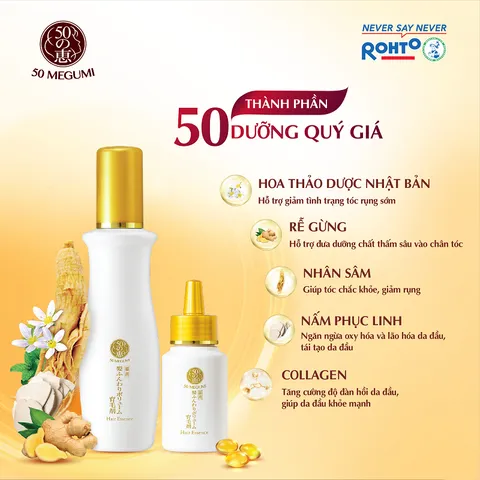 Tinh Chất 50 Megumi Dưỡng Tóc - Serum Ngăn Rụng Tóc Chiết Xuất Thiên Nhiên 120ml - Giải Pháp Cho Tóc Khỏe Mạnh