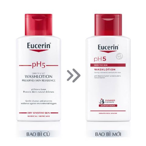 Sữa Tắm Eucerin pH5 Washlotion Dịu Nhẹ Cho Da Nhạy Cảm - Giúp Làm Sạch và Bảo Vệ Da Tối Ưu, Dung Tích 200ml, 400ml, 1000ml