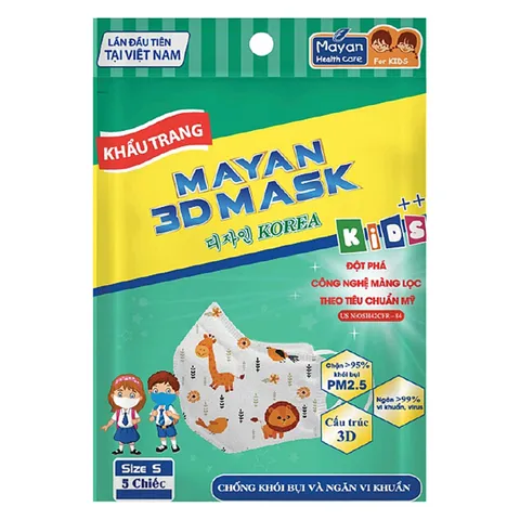Khẩu Trang Mayan 3D Pm2.5 Kids++ 5 Cái (Màu Ngẫu Nhiên)