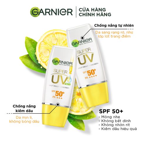 Kem Chống Nắng Garnier Lành Da 30ml - SPF50 PA+++ Dưỡng Sáng, Kiềm Dầu, Vitamin C & E - Bảo Vệ Tối Ưu Cho Da
