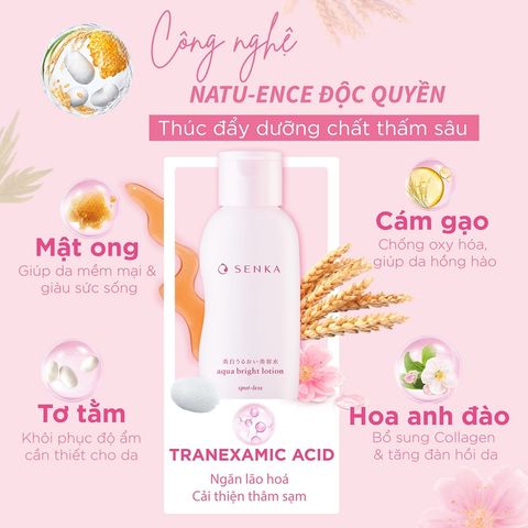 Nước Dưỡng Da Senka Aqua Bright 200ml - Lotion Chăm Sóc Sáng Mịn, Mờ Thâm Nám, Công Nghệ Natu-ence Shiseido Nhật Bản
