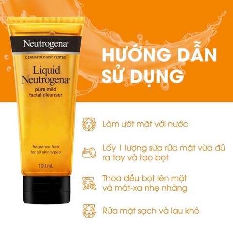 Nước Rửa Mặt Neutrogena Dịu Nhẹ Dành Cho Mọi Loại Da 100ml - Sạch Nhẹ, Độ Ẩm Cân Bằng, Không Kích Ứng Da
