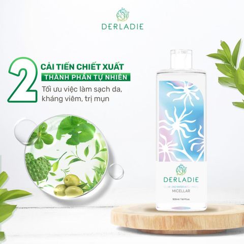 Nước Tẩy Trang Derladie Chiết Xuất Cây Phỉ 500ml - Làm Sạch Da, Ngừa Mụn, Dưỡng Ẩm, Phù Hợp Mọi Loại Da, Không Kích Ứng