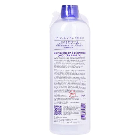Toner Dưỡng Ẩm Da Naturie 500ml - Chiết Xuất Hạt Ý Dĩ, Cân Bằng Ẩm và Cung Cấp Nước Cho Da Mềm Mại, Phù Hợp Mọi Loại Da