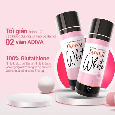 Viên Uống Sáng Da Adiva White 60 Viên - Hỗ Trợ Làm Trắng Da Tự Nhiên Với Glutathione & Vitamin C, An Toàn Cho Da, Xuất Xứ Nhật Bản