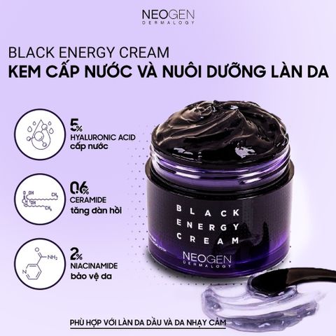 Kem Dưỡng Ẩm Neogen Dermalogy Black Energy Cream 80ml - Giúp Cấp Nước, Cải Thiện Độ Đàn Hồi, Dành Cho Da Dầu, Nhạy Cảm từ Hàn Quốc
